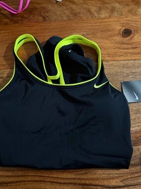Nike Black Swimsuit with Neon Yellow Trim